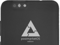 PinePhone with postmarketOS logo printed on it